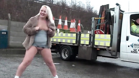 Blonde Hoe Pissing In Public