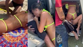 rodeada de homens em dogging no estacionamento do russo