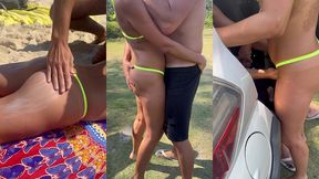 rodeada de homens em dogging no estacionamento do russo