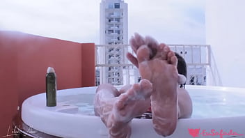 Feet in the foam bath