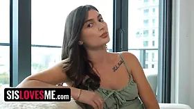 Sislovesme - my hot curvy step sister needs a rail but first ever she has to ride my hard dong