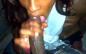Black tranny blows pov cock
