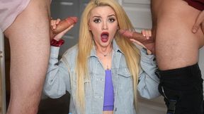 Horny Slut Fae Gets Her Butthole Punished by Two Stepbrothers' Cocks