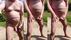 outdoor am wichsen in strumpfhose im sonnenschein