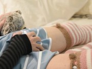 Femboy in Skirt pleasures himself maoning like a