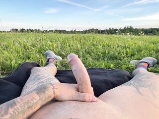 Huge jock in the field