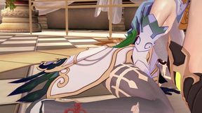 ganyu and aether hentai sex genshin impact multiple creampie positions mmd 3d soft green hair