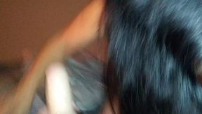 Size Queen Rides Huge Cock Sleeve