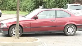 Hot couple makes love in a parked car