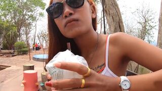 Thai GF visits Buddha before sex at home