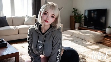Cute Asian girl next door lets me cum in all three holes [AI]