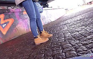 German scout - flexible shy tiny girl pickup and fuck at real street casting