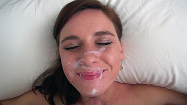 AUDREY HOLIDAY Sexy All Natural Girl POV Blowjob and Huge Cum Load Facial