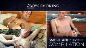 BoysSmoking: Compilation of skinny twinks hitting cigars while stroking their meat