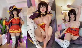 Cosplay Beauty Hidori Rose Grinds A Dildo Machine As Megumin