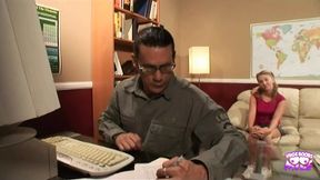 Naughty blonde fresh trashes her teacher's pussy