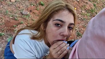 Blonde latina sucking outdoor