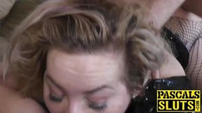 Eager hot Hannah Blake takes a deepthroat in black lace