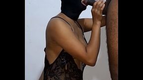 Splendid black woman sucking cock takes out the milk with her mouth