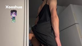 Slutty Tgirl Hikes Dress Big Booty Wall Dildo Anal Gush Destruction