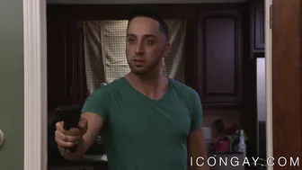 Muscular stranger rims and fucks burglar after catching him