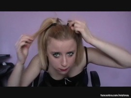 Miztress shows off her bratty side in this short old film, she calls YOU a Loser while stuffing her mouth full of bubblegums. She chews and twirls her pigtails through her fingers, telling u how pa...