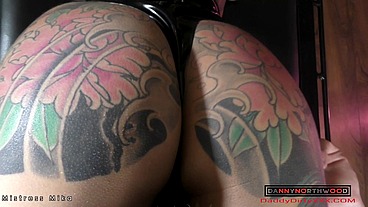 Mistress Mika squeezes dannys head in her sexy thighs