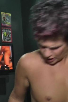 In the porn sex booth a German brunette MILF jumps and rides a horny cock to shove it into her hot pussy eager for sex