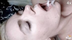 Amazing Stepdaughter eats stepdad&#039;s cum in close up and slow motion 2x, 4x.