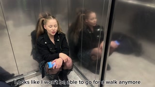 Stuck in an elevator with a tiny babe with a big ass and dirty thoughts