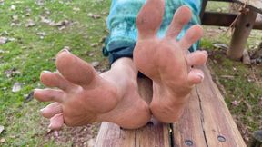 showing off my feet in the food court