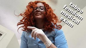 CFNM femdom step-sister gives medical exam & gloved handjob - HD