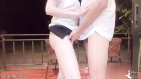 Teacher fucks Thai student outside the balcony