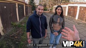 He wanted to buy a car, but instead he sold his girlfriend's pussy to a stranger