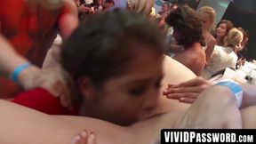 Party babe gets big cock and eats pussy