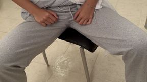Pee hard at the table and get wet! Ripping panties!