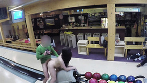 Cuckold allows guy please his adorable Girlfriend right in bowling club