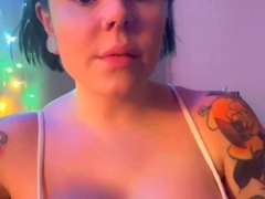 Glamour babe with big boobs masturbates in lingerie