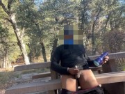 Flesh bate(Stroking outdoors cars passing by in the back)