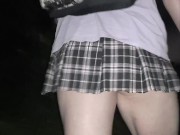 Candid upskirt early morning walk