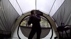 Creampied camping couple enjoys double creampie