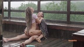 Wild sex in a tropic rain with amateur couple