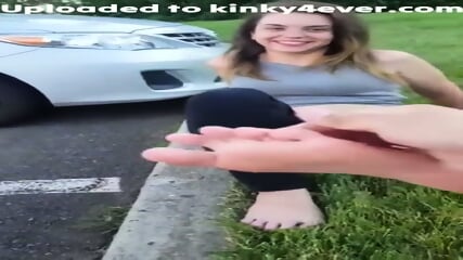 Sweet College Brunette Gets Her Massaged And Tickled Outdoors  Kinky4Ever