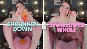 SHRUNKEN DOWN AND SWALLOWED WHOLE - Giantess Countess Wednesday Shrinking Boyfriends into Gummy Bears, Voreing, Swallowing Whole MP4 1080p