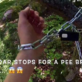 Chained to Tree with Vibrator inside but out of Reach