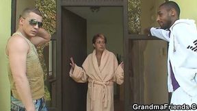Elderly Orgy: Two Guys Have Fun with a Grannie from the Past