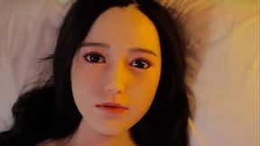 Kara the sexy flight attendant gives a handjob in missionary position