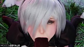 Nier: Automata - 2B es una adicta a chupar pollas negras