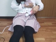 [女装]　初めてセーラー服でオナニーしたらスカートにまで染みできちゃった