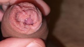 Jerk off my little uncut cock until it cums